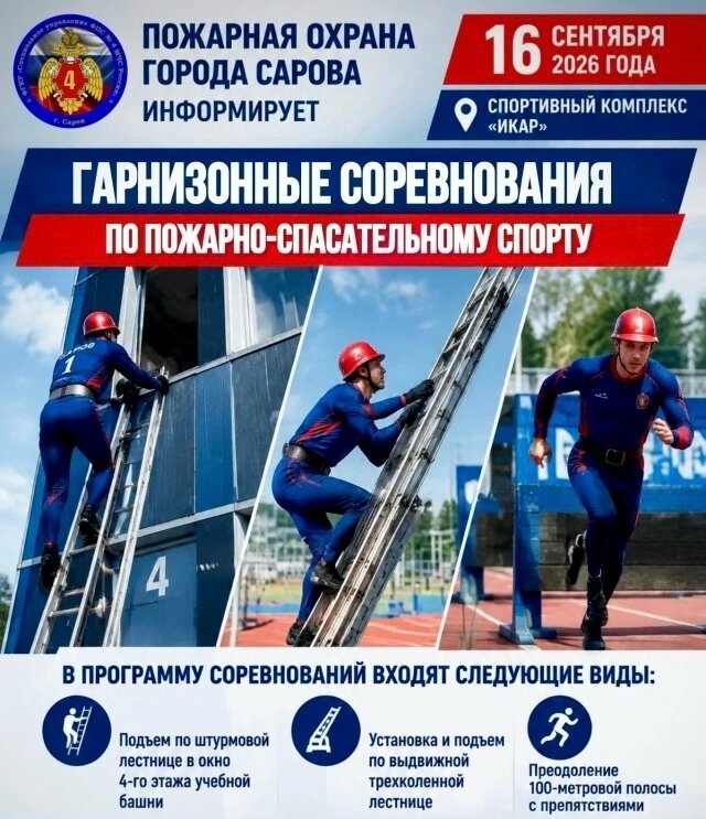 Гарнизонные соревнования по пожарно-спасательному спорту пройдут в Сарове